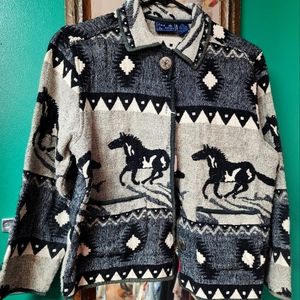 Vintage Jane Ashley Jacket Horse Western Design (M)